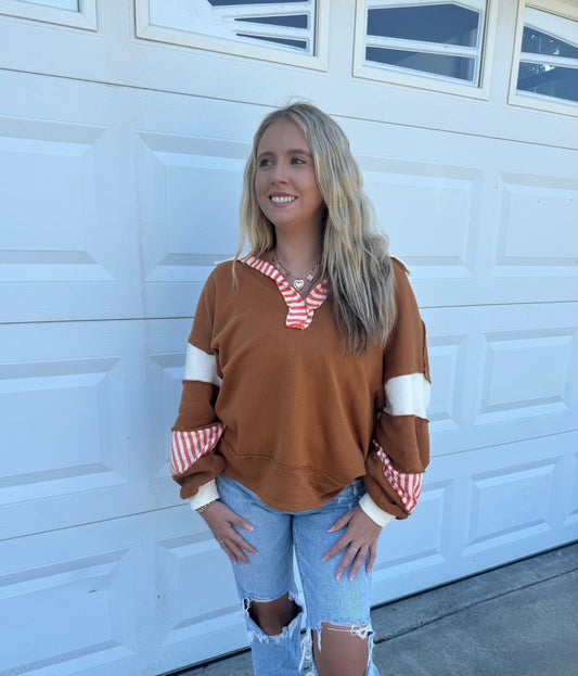 The Sutton Top in Camel/Ivory