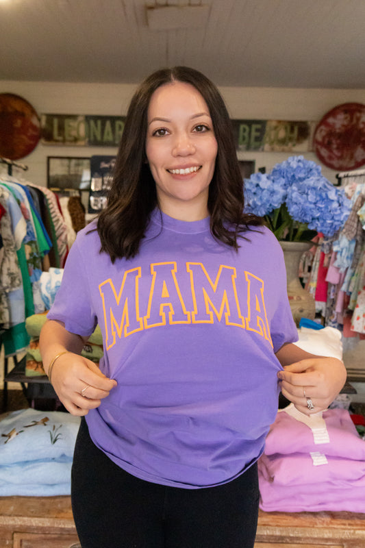 MAMA TEE IN PURPLE/GOLD