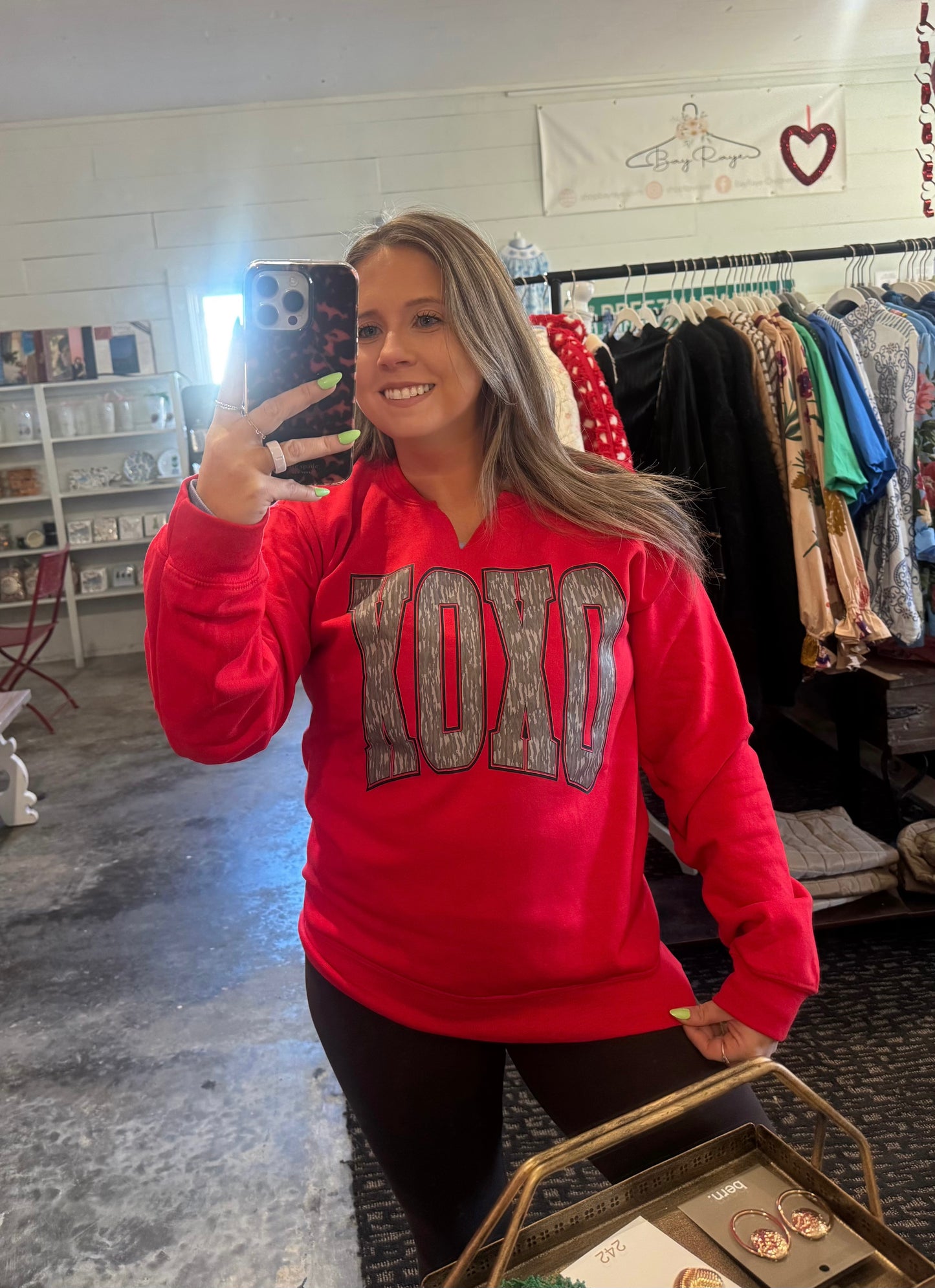 XOXO CAMO CREWNECK