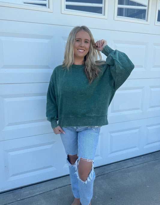 The Camden Pullover in Dark Green