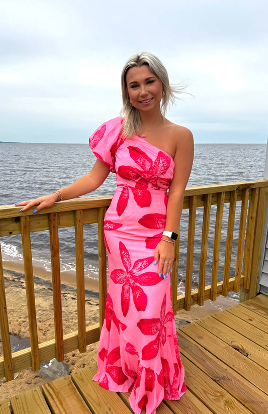 PINK PALMS DRESS