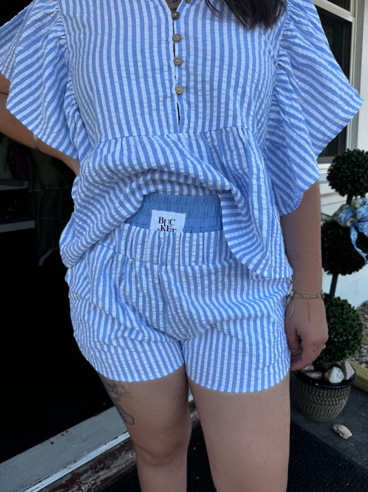 LAUREN BLUE STRIPE SHORTS