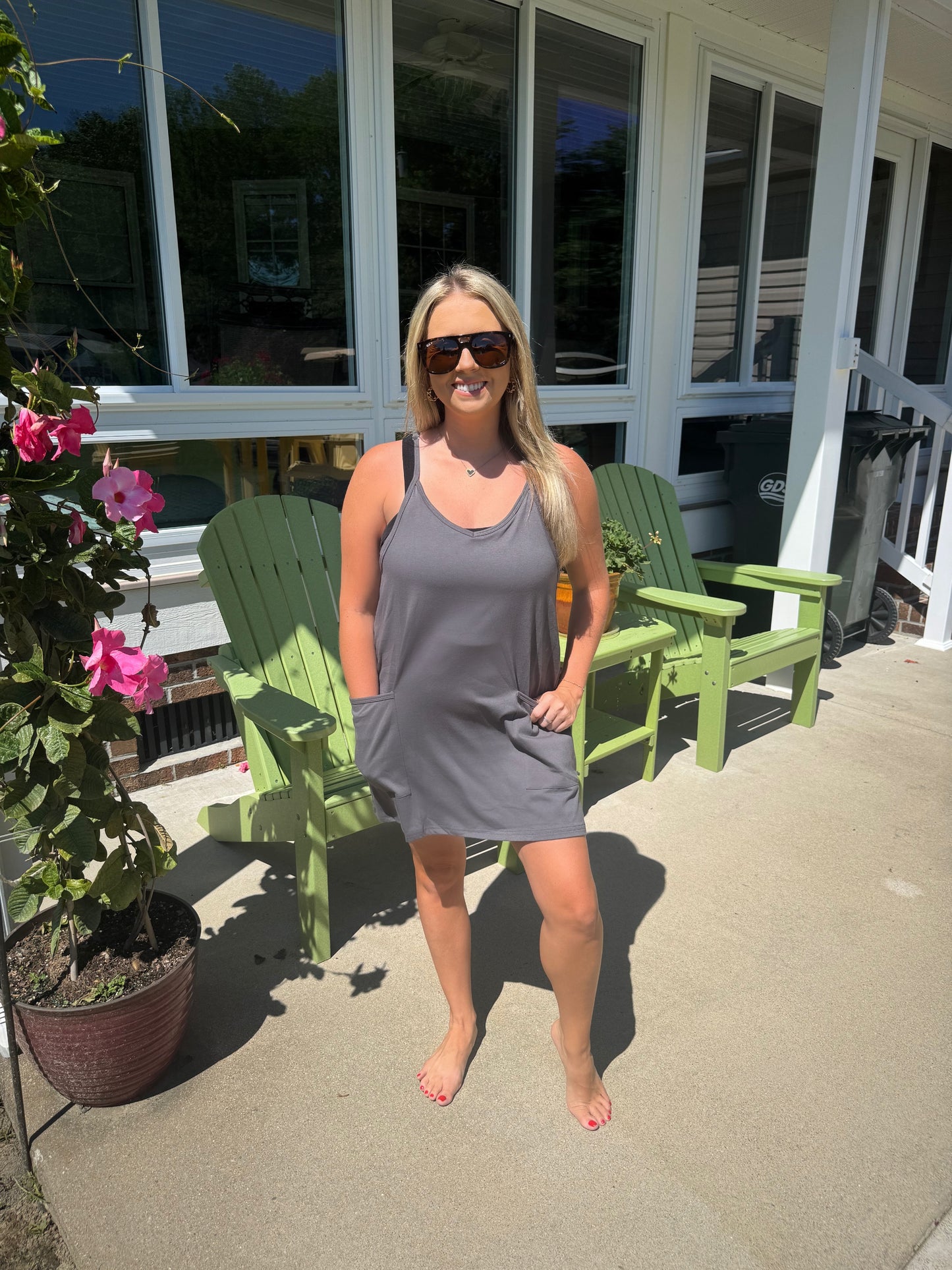 Hot Shot Tennis Dress w/ Shorts in Charcoal Grey