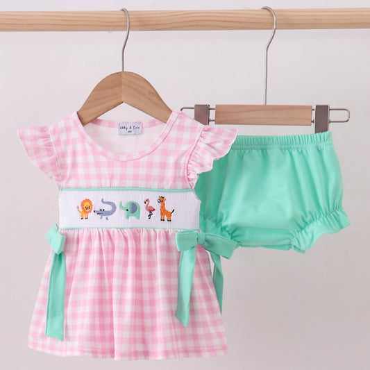 ZOO GINGHAM BLOOMER SET