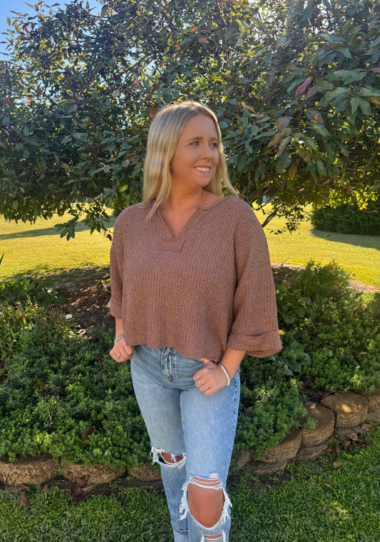 Falling For You Sweater in Cocoa