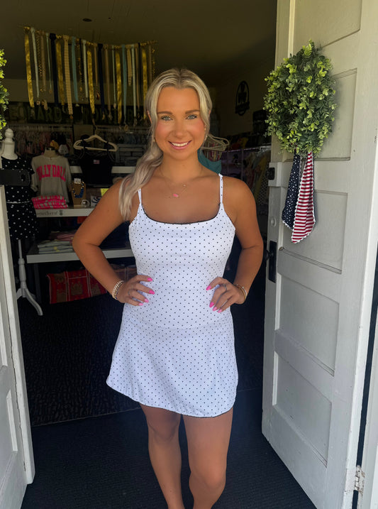 WHITE POLKA DOT ACTIVE DRESS