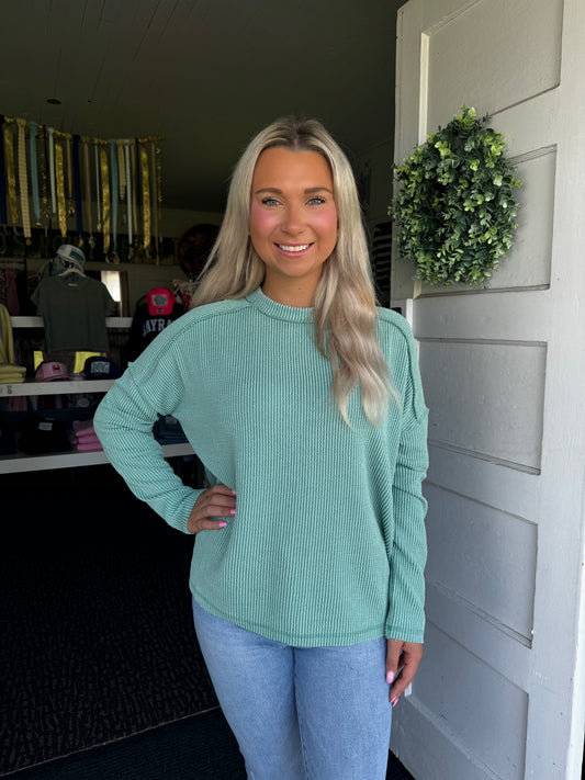 EVERYDAY LONG SLEEVE TOP IN JADE