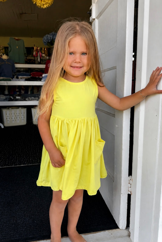 YELLOW POCKET TWIRL DRESS