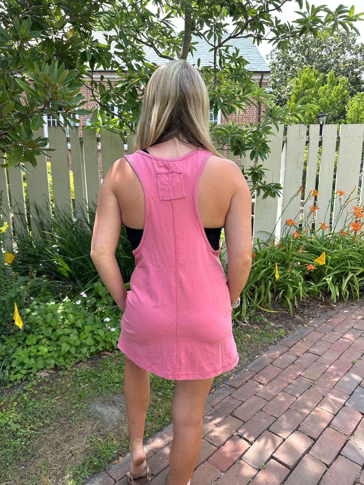 Racer Back Oversized Tunic in Bubble Pink