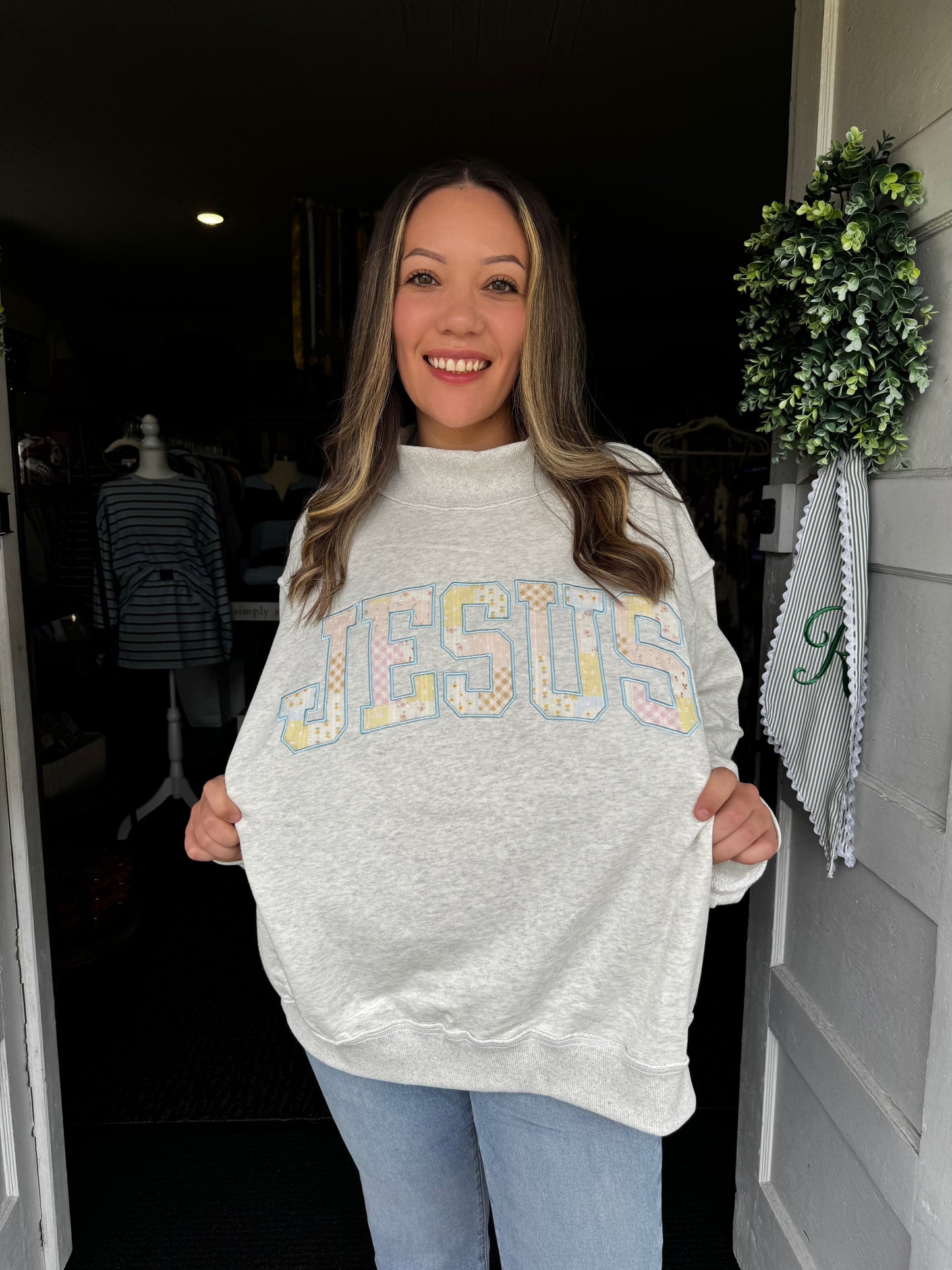 JESUS PATCHWORK MOCKNECK