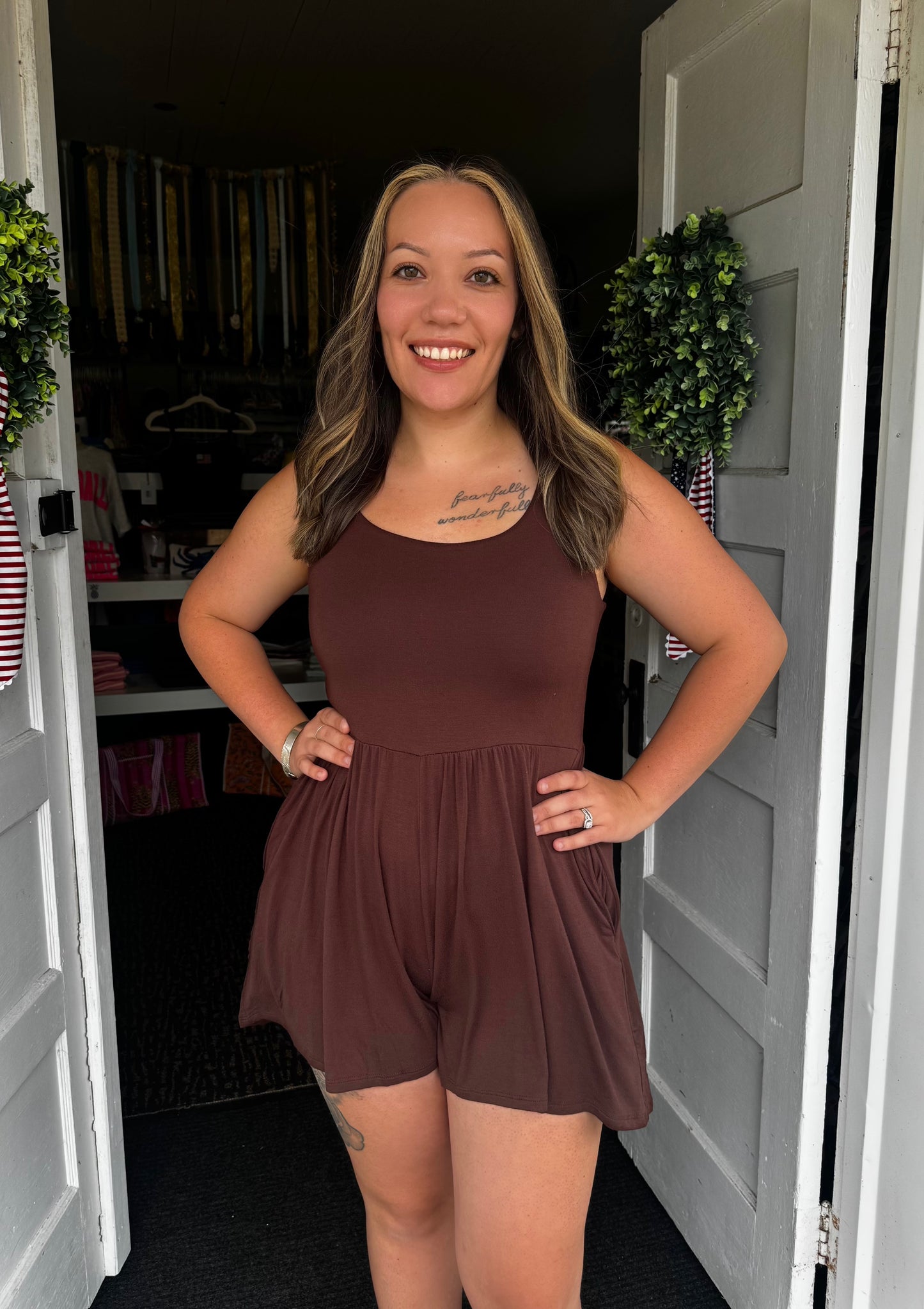 LIVIN' EASY ROMPER IN BROWN