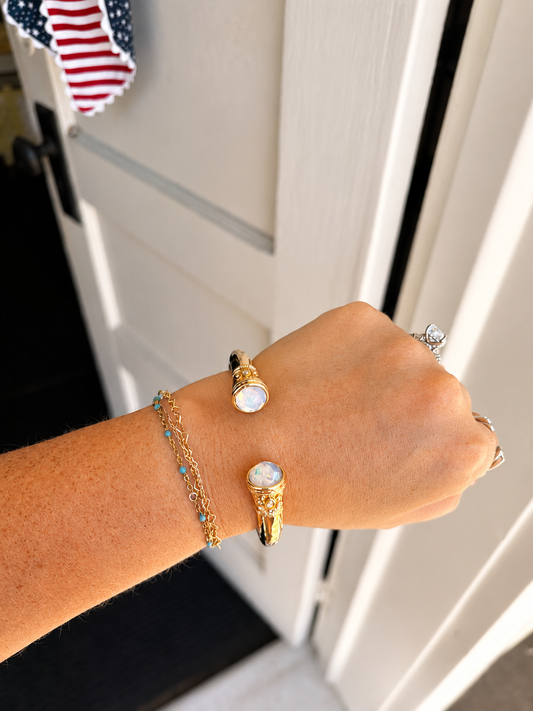 WHITE GEM CUFF BRACELET