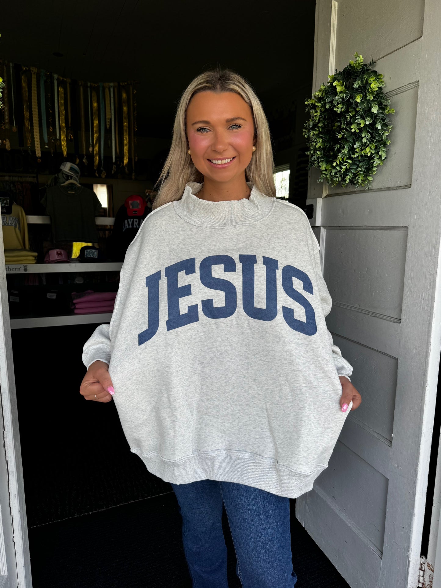 JESUS (GOD IS GOOD) REVERSIBLE MOCKNECK
