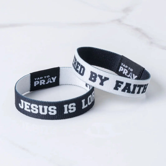 Tap To Pray Wristband - Jesus Is Lord/Powered by Faith