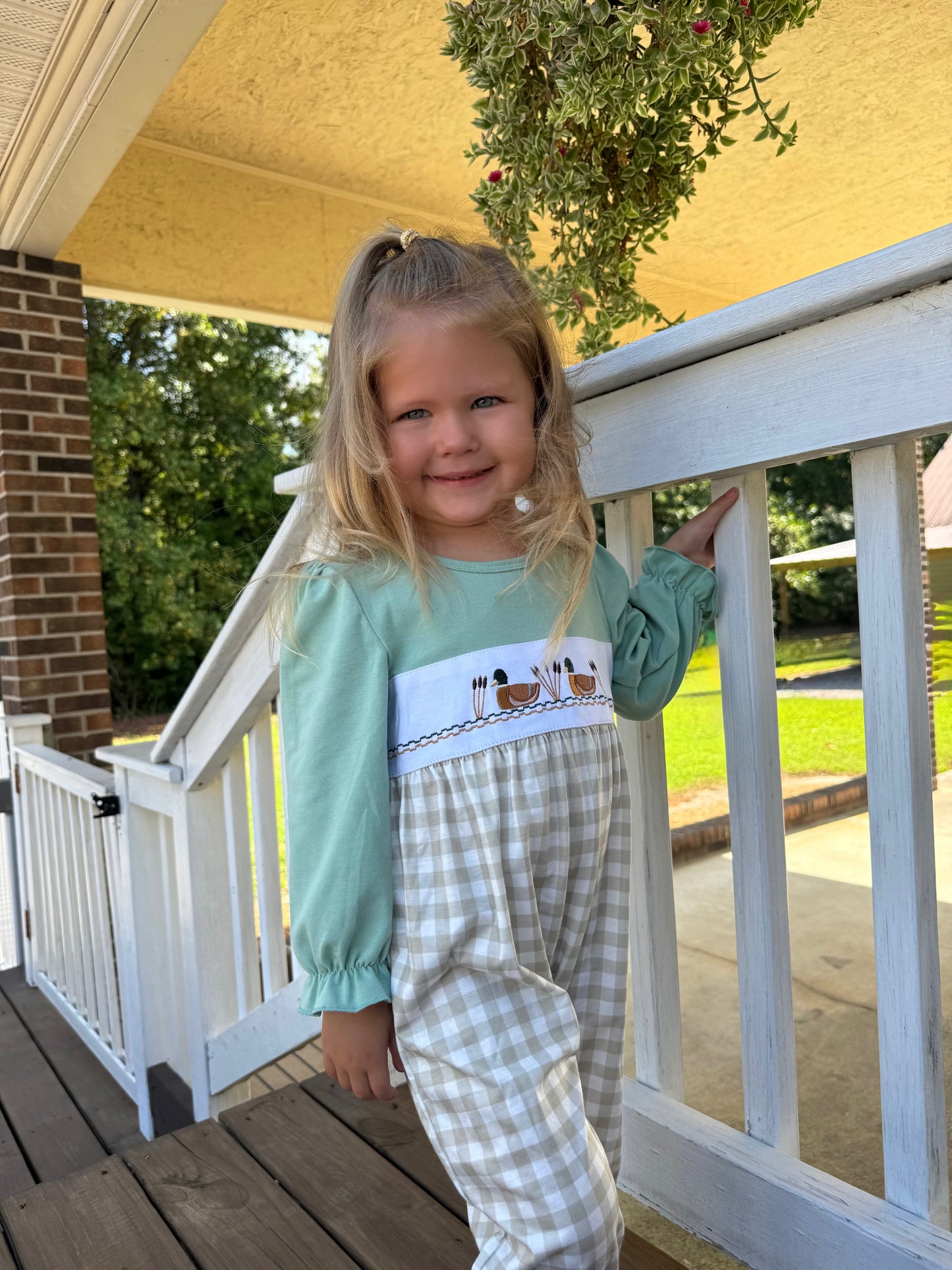 Green Duck Ruffle Romper