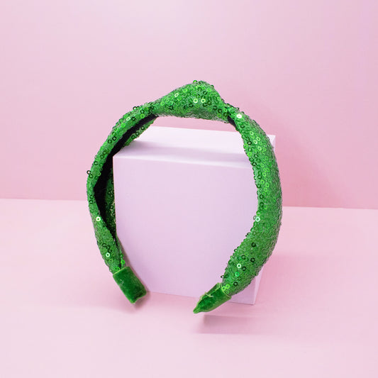Green Sequin Kids Knot Headband