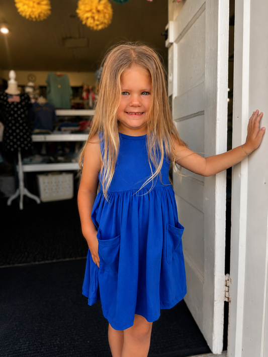 ROYAL BLUE POCKET TWIRL DRESS