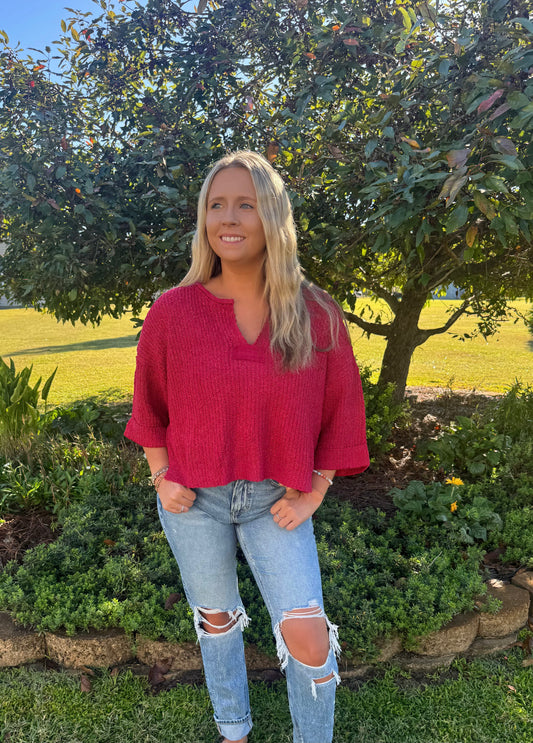 Falling For You Sweater in Red