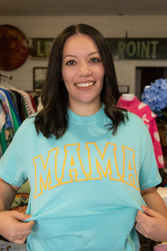 MAMA TEE IN MINT/ORANGE