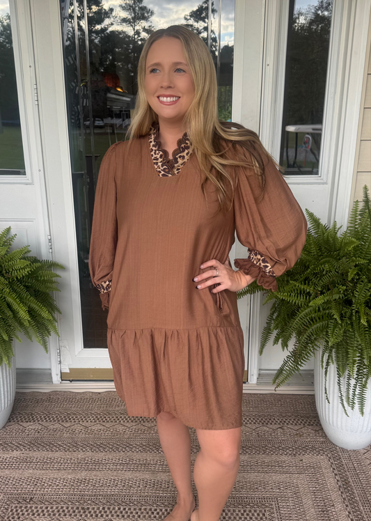 LEOPARD LATTE DRESS