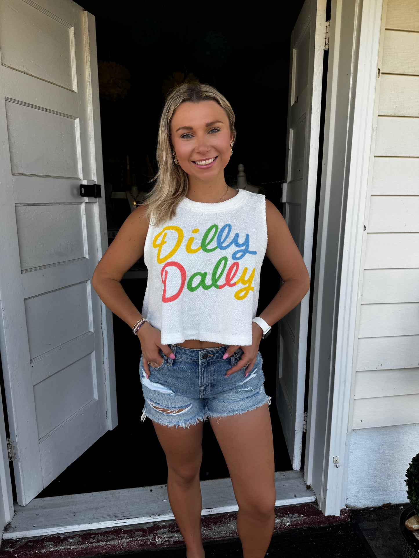 'DILLY DALLY' TERRY TANK TOP
