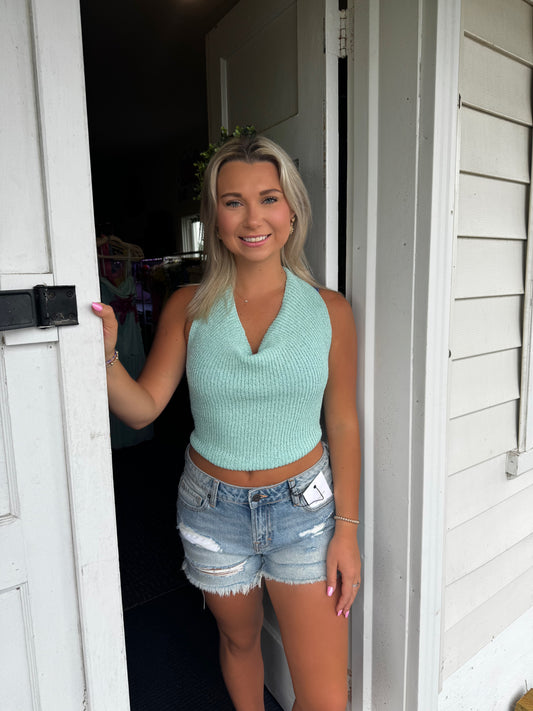 COASTAL MINT HALTER TOP