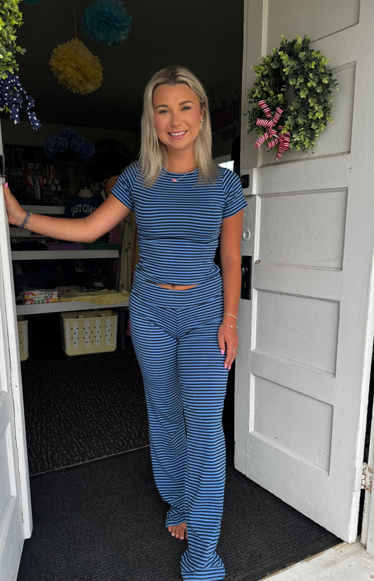 WEEKEND STRIPE SET IN BLUE