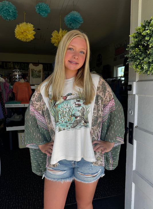 MALLARD GRAPHIC KAFTAN TOP