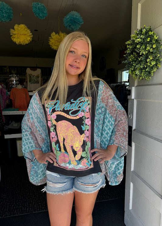 PARADISE DREAMER GRAPHIC KAFTAN TOP