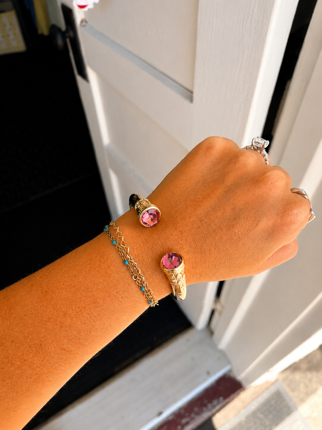 PINK GEM CUFF BRACELET