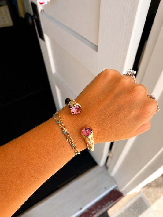 PINK GEM CUFF BRACELET