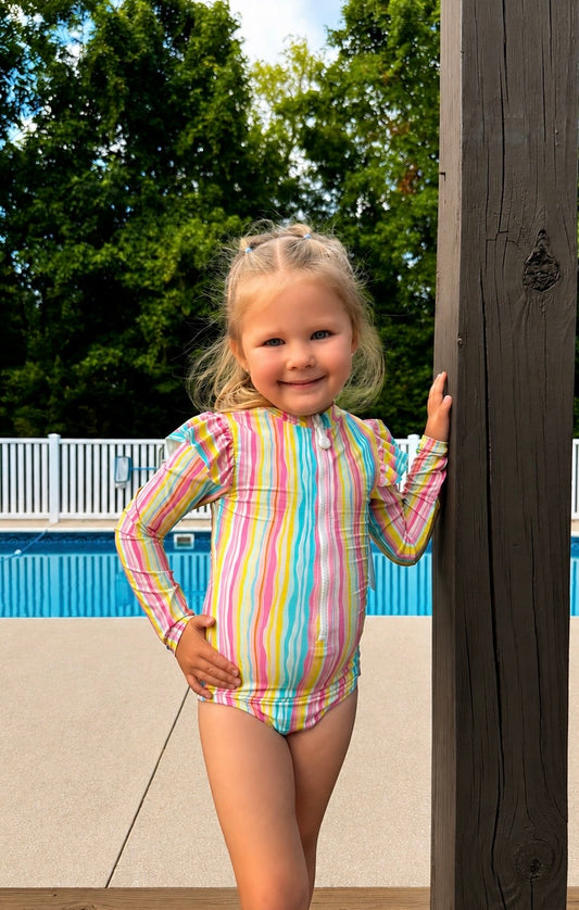 RAINBOW WAVES FLUTTER SWIMSUIT