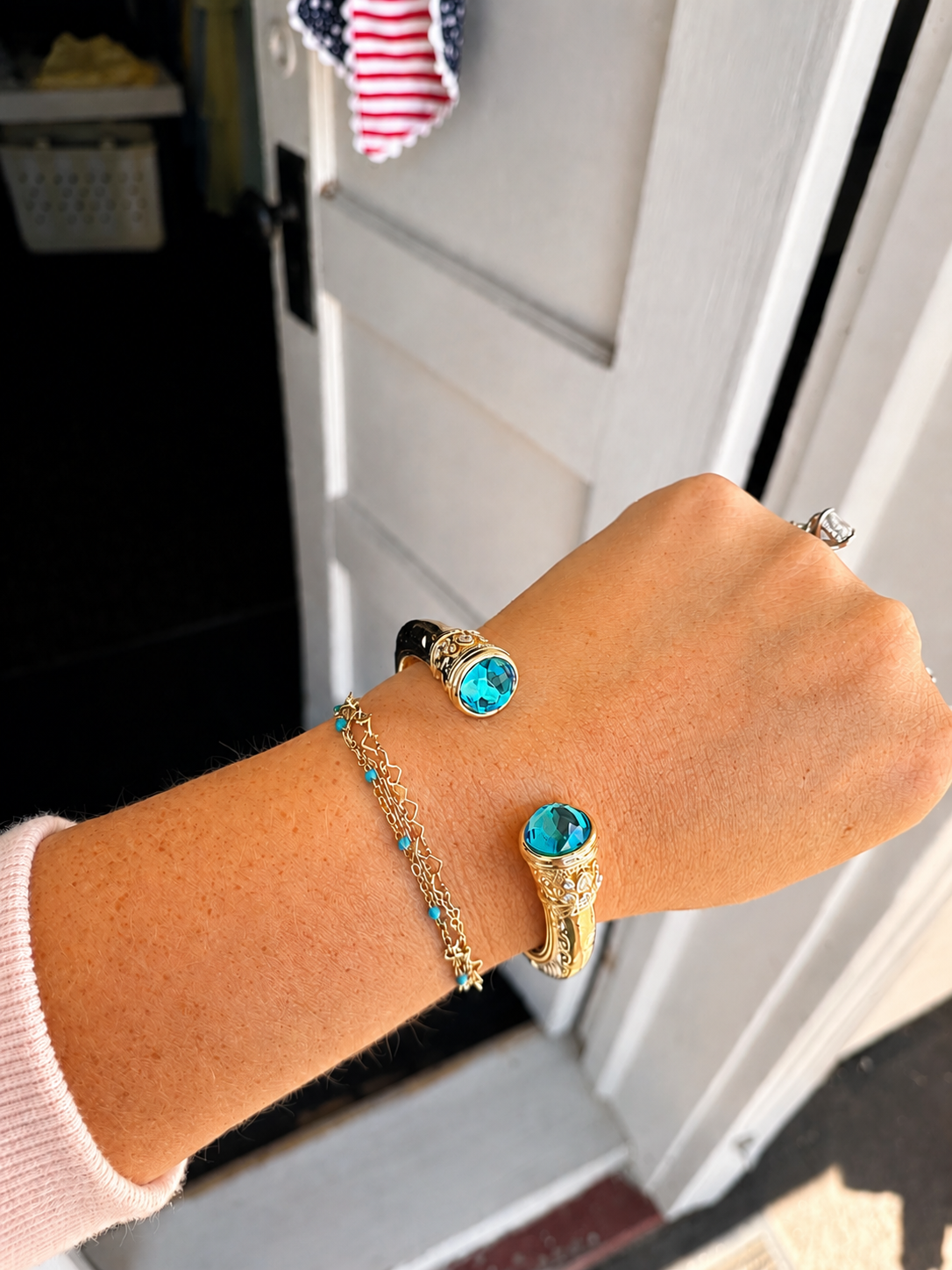 BLUE GEM CUFF BRACELET