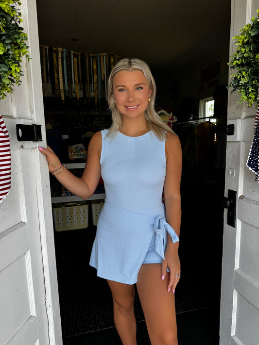 TIED & TRUE ACTIVE DRESS IN LIGHT BLUE