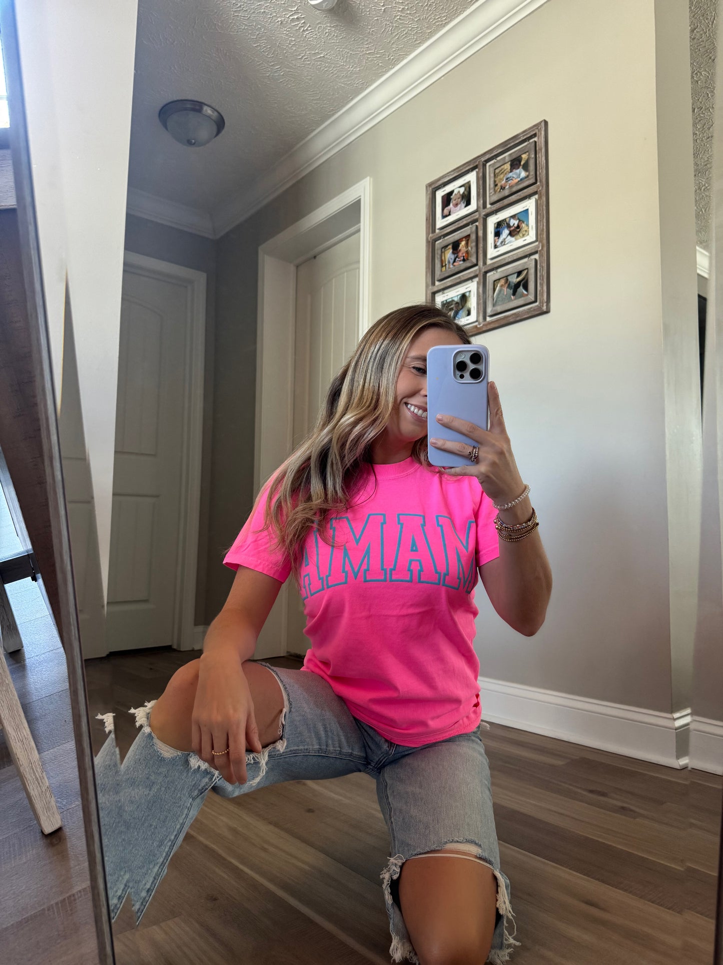 Mama Neon Pink Graphic Tee