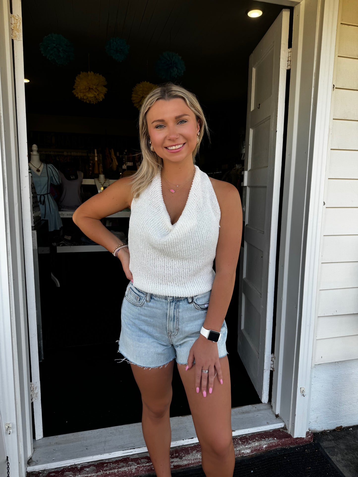 COASTAL CREAM HALTER TOP