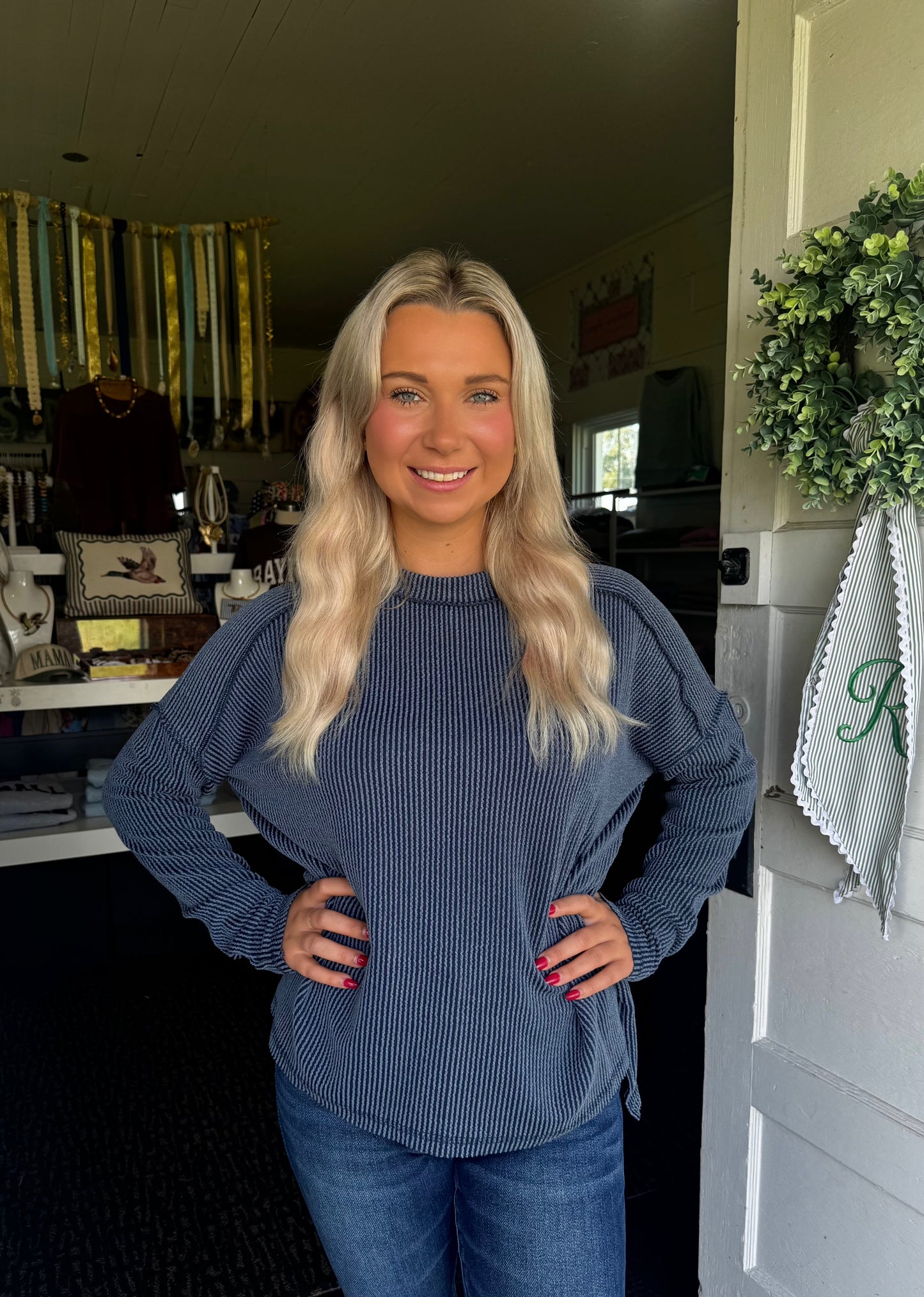 EVERYDAY LONG SLEEVE TOP IN NAVY