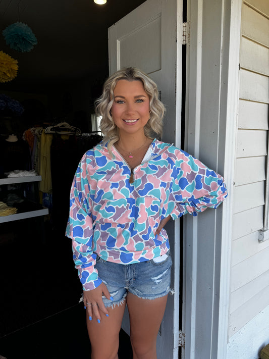 SPRING DUCK CAMO QUARTER-ZIP