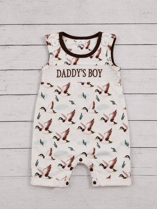 DADDY'S BOY MALLARD SMOCKED ROMPER