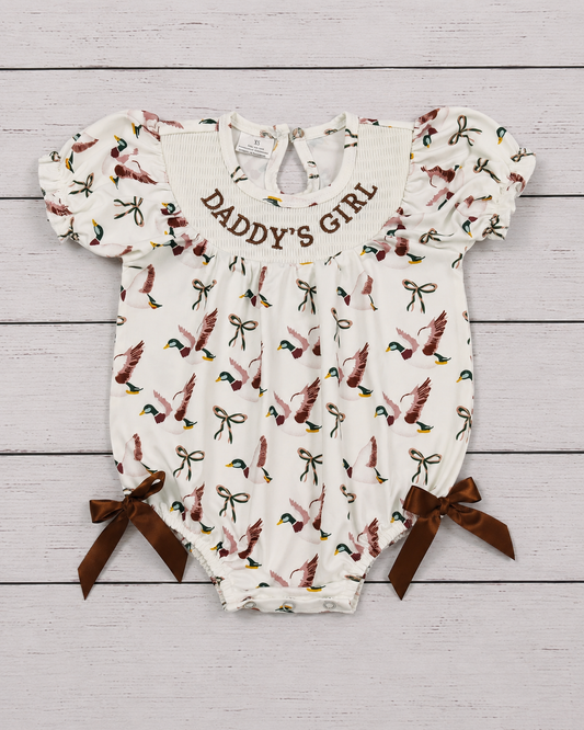 DADDY'S GIRL MALLARD SMOCKED BUBBLE