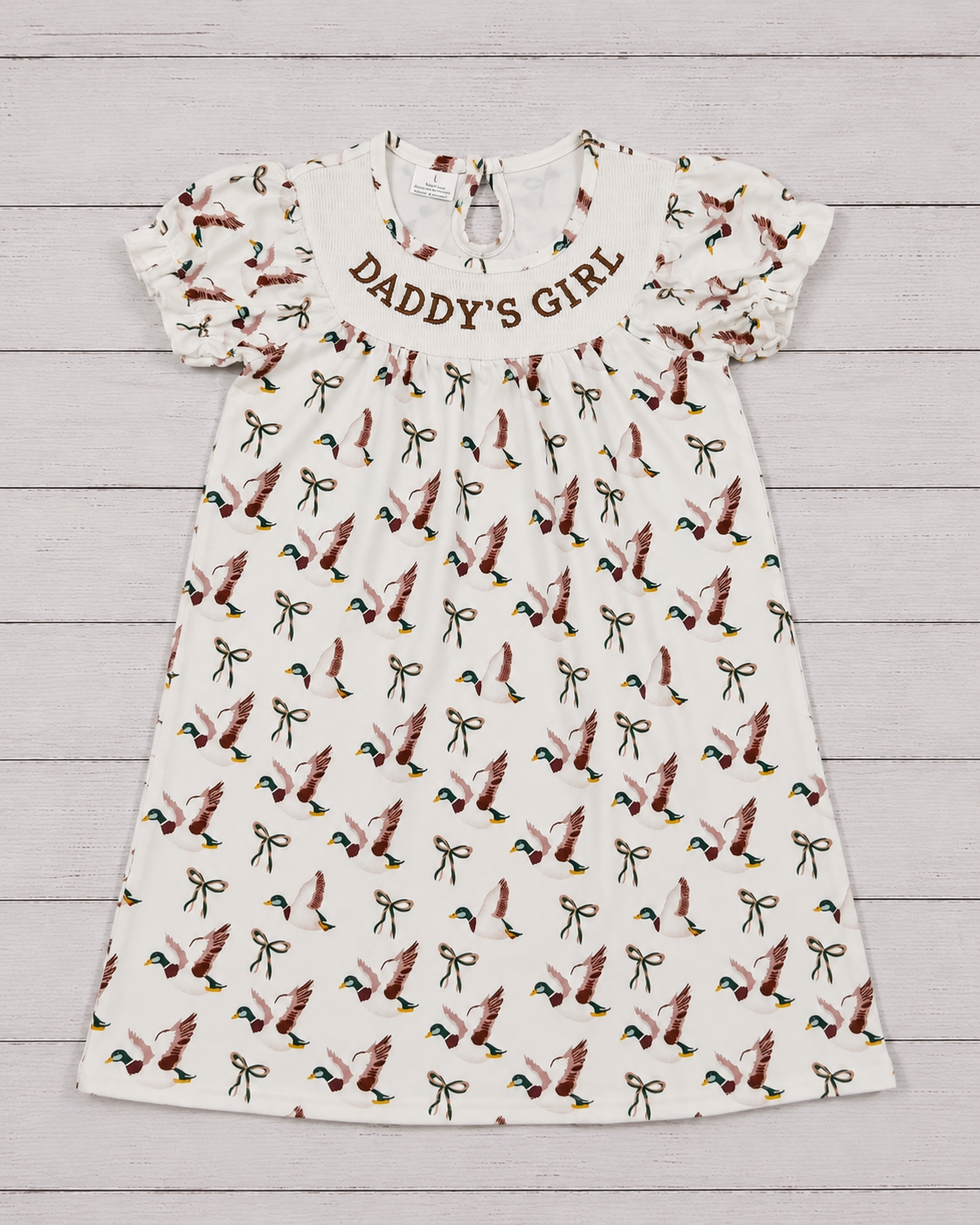 DADDY'S GIRL MALLARD SMOCKED DRESS