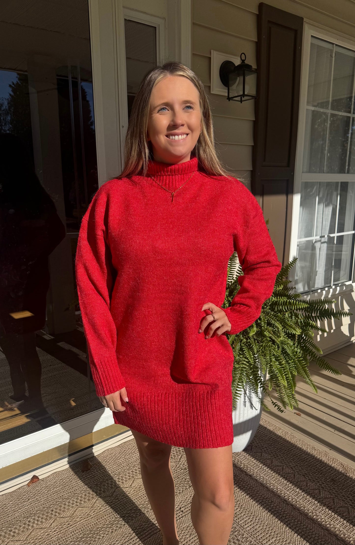 CABIN COZY DRESS IN RED