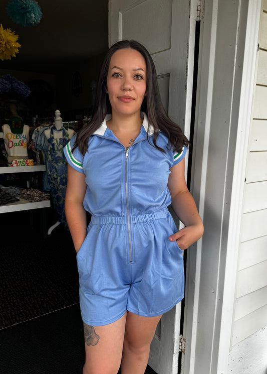 COURTSIDE ROMPER IN BLUE