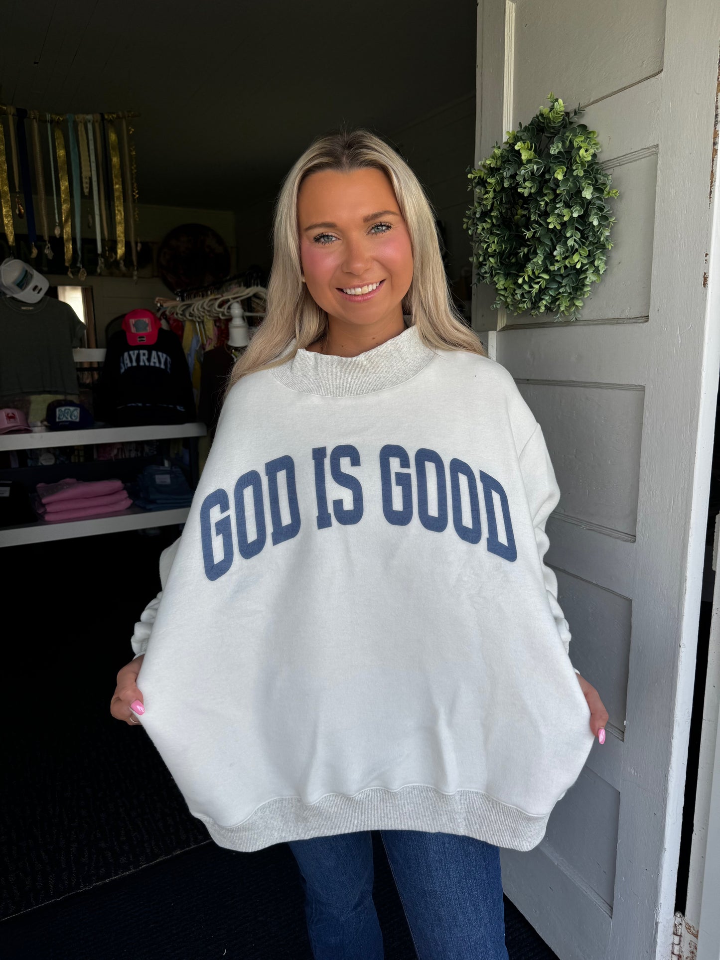 JESUS (GOD IS GOOD) REVERSIBLE MOCKNECK