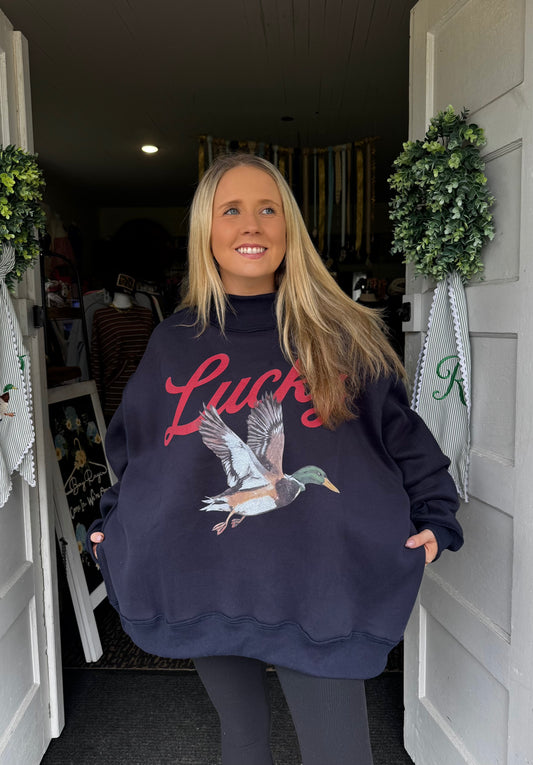 LUCKY DUCK MOCKNECK IN NAVY
