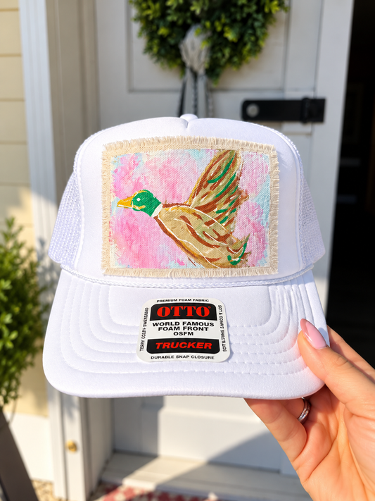 WHITE FLYING MALLARD TRUCKER HAT