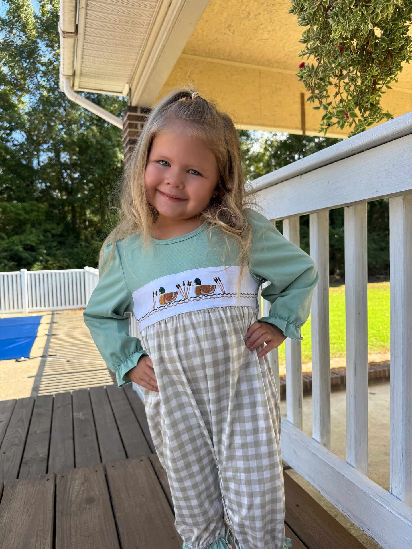 Green Duck Ruffle Romper