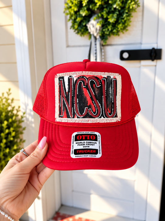 RED NCSU TRUCKER HAT