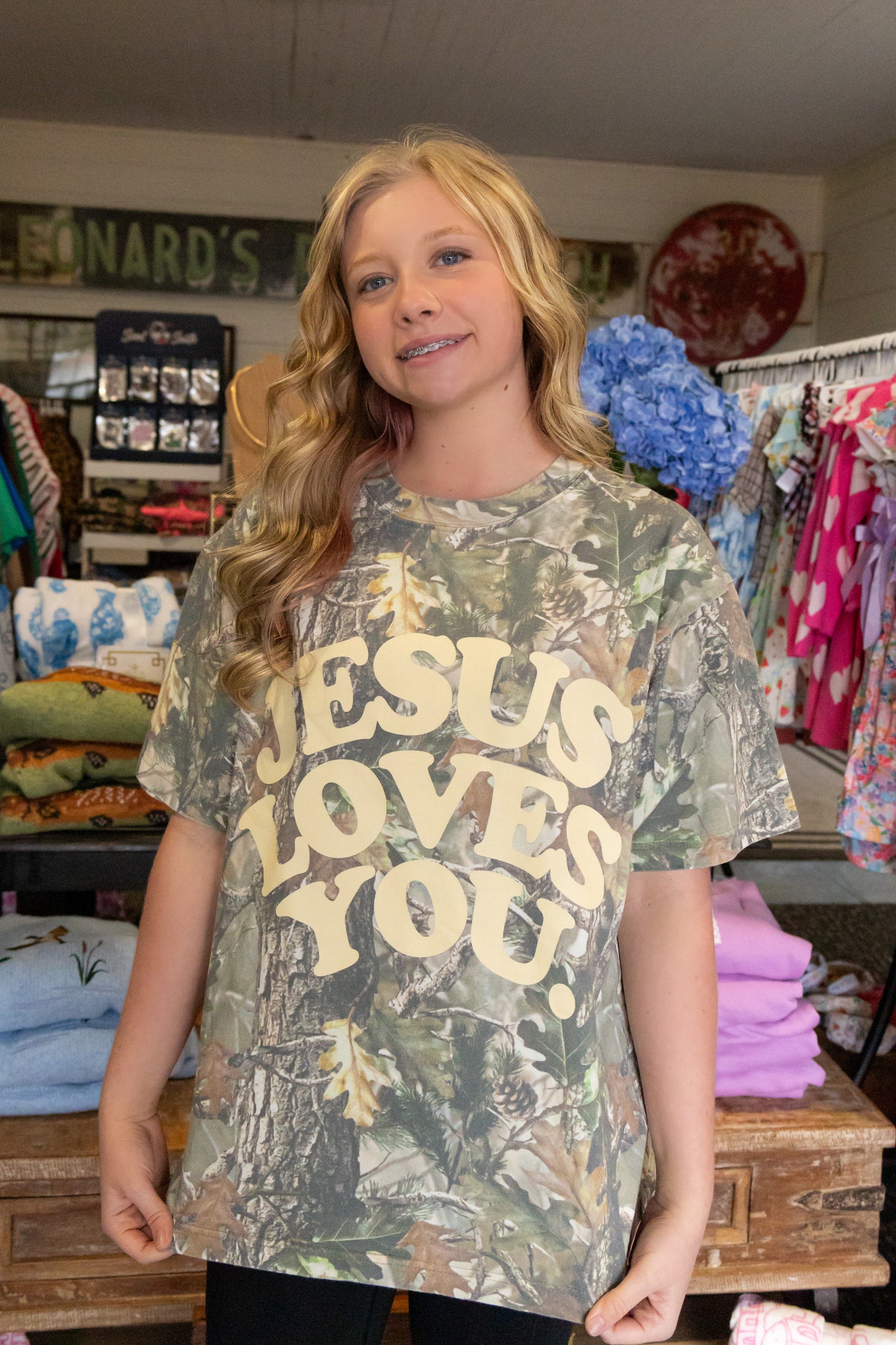 "Jesus Love You" Tee in Camo/Yellow