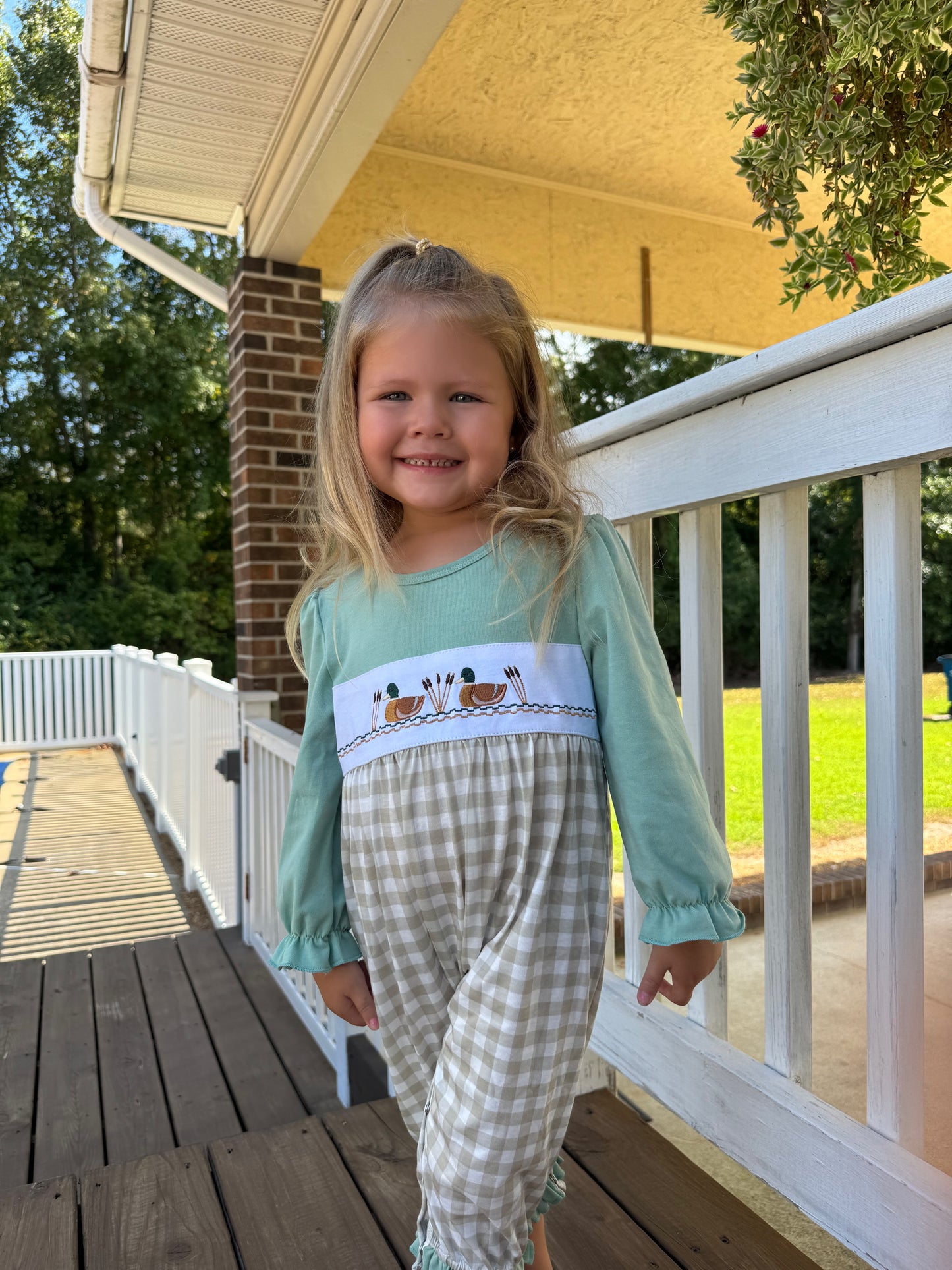 Green Duck Ruffle Romper